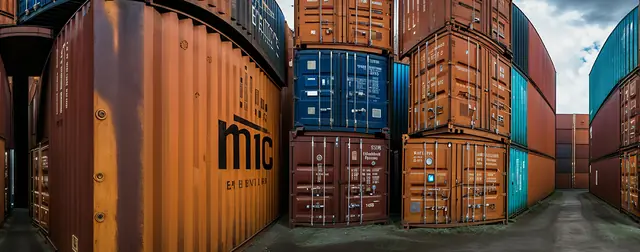 Container Maze: an 8192 × 4096 equirectangular 360° panorama from the escape packs