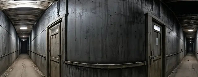 Endless Corridor: an 8192 × 4096 equirectangular 360° panorama from the haunted packs