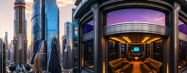 Futuristic Cityscape: an 8192 × 4096 equirectangular 360° panorama from the sci-fi packs