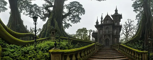 Haunted Mansion PACK: an 8192 × 4096 equirectangular 360° panorama from the haunted packs