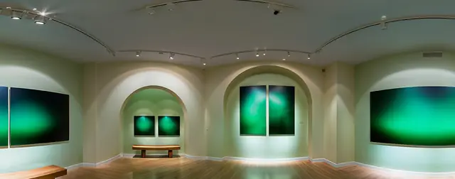 Green Modern Gallery: an 8192 × 4096 equirectangular 360° panorama from the interiors packs