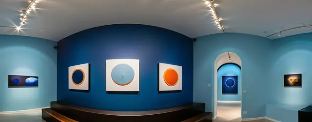 Blue Modern Gallery: an 8192 × 4096 equirectangular 360° panorama from the interiors packs